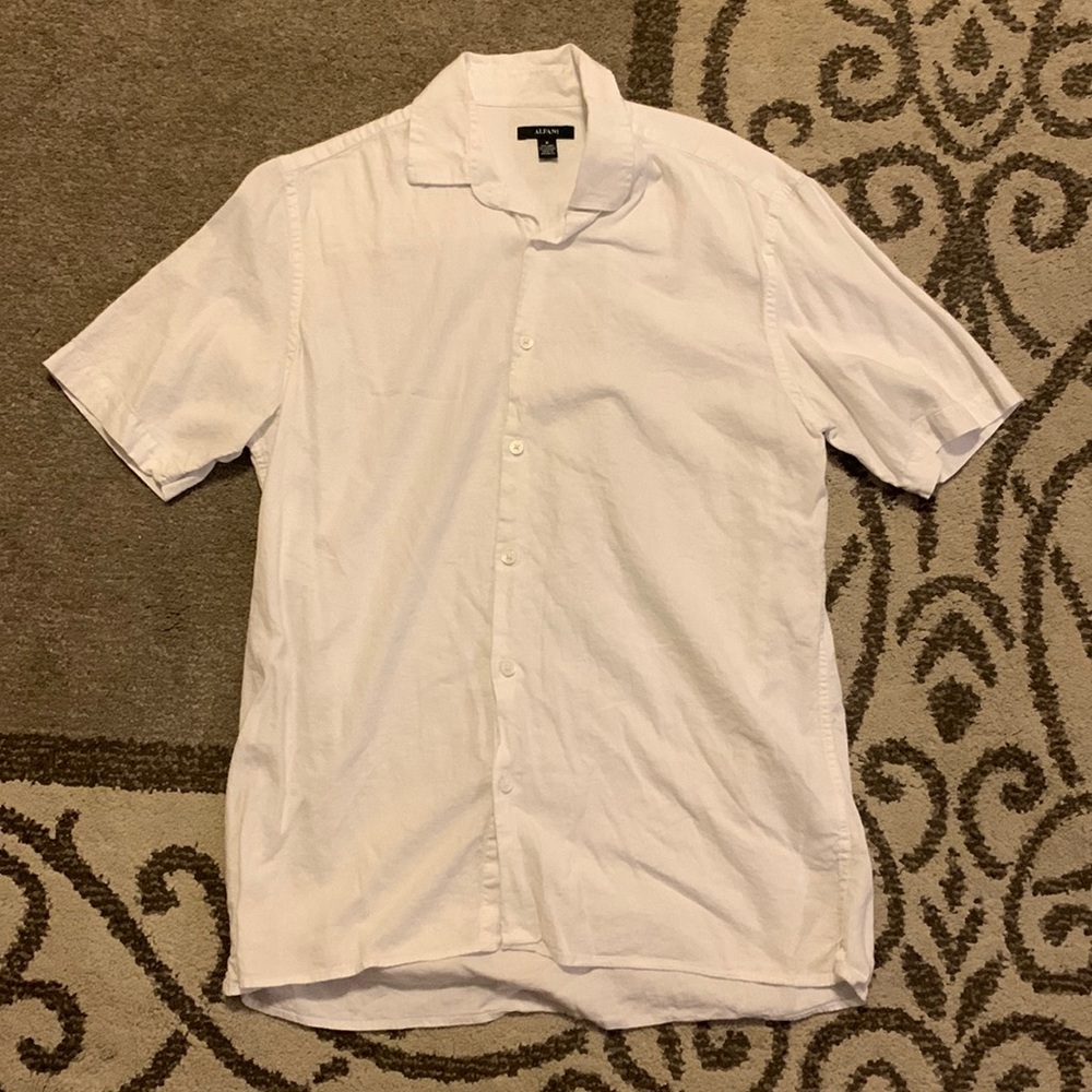 ALFANI White Short Sleeve Shirt Men